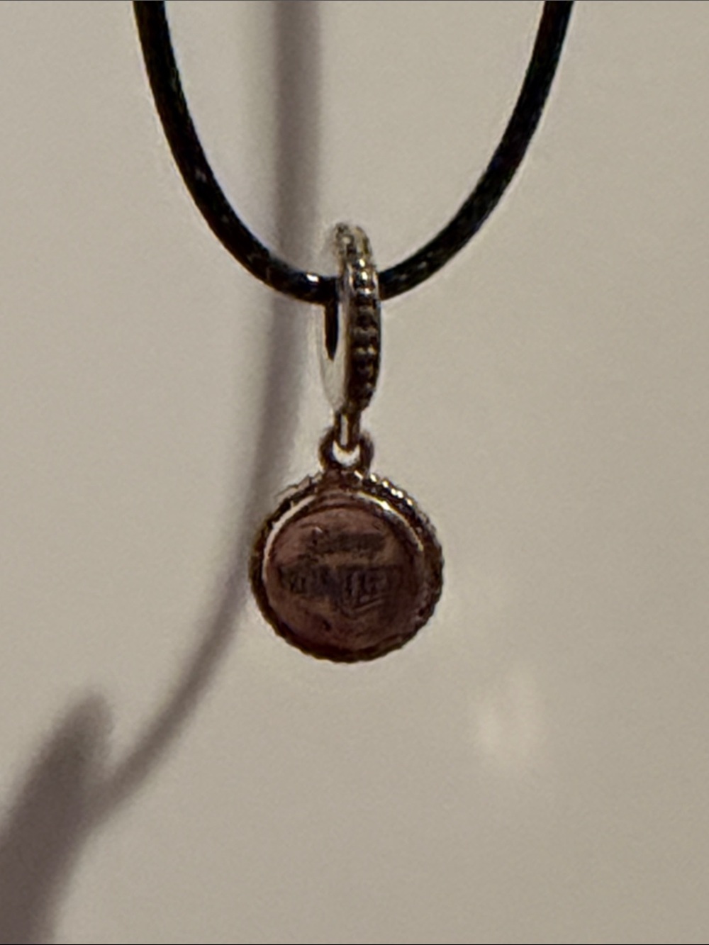 Disney wonder Sterling Silver Round Pendant Necklace - Black Cord